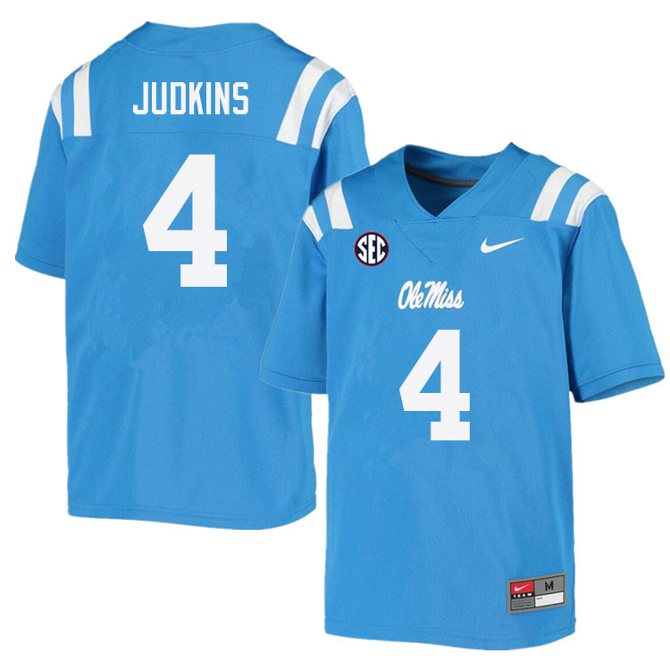Men #4 Quinshon Judkins Ole Miss Rebels College Football Jerseys Sale-Power Blue